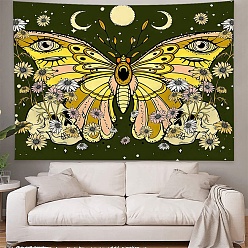 Butterfly Mushroom Polyester Wall Tapestry, Rectangle Trippy Tapestry for Wall Bedroom Living Room, Butterfly Pattern, 1300x1500mm