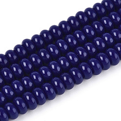 Полуночно-синий Непрозрачные с напылением стеклянные бусины, рондель, темно-синий, 4x2.5 мм, отверстие : 0.7 мм, около 135 шт / нитка, 14.96'' (38 см)