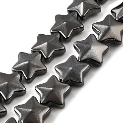 Металлическо-черное Гальванопокрытие Стеклянные бусины с гальваническим покрытием , звезда, полное покрытие, граненые, покрытие черного цвета металла, 13x13.5x5.5 мм, отверстие : 0.8 мм, около 36 шт / нитка, 15.98'' (40.6 см)