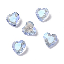 Свет Сапфира Стеклянные кабошоны со стразами в стиле лунного света, задние и задние, сердце, света сапфир, 10x10x5.5 мм