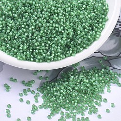 (RR646) Dyed Dark Mint Green Silverlined Alabaster Миюки круглые бусины рокайль, японский бисер, 11/0, (rr 646) окрашенный темно-мятно-зеленый серебристый алебастр, 2x1.3 мм, отверстие : 0.8 мм, Около 1111 шт / 10 г