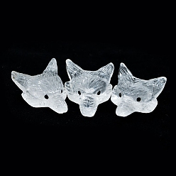 Quartz Crystal Natural Quartz Crystal Carved Healing Wolf Head Figurines, Reiki Energy Stone Display Decorations, 38x28mm