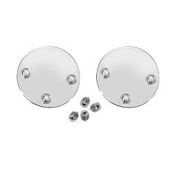 Platinum Alloy Label Tags, with Holes and Iron Screws, for DIY Jeans, Bags, Shoes, Hat Accessories, Flat Round, Platinum, 25mm, 2pcs/bag