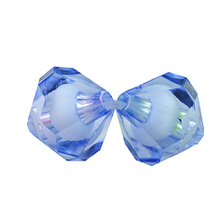 Cornflower Blue Transparent Acrylic Beads, Bead in Bead, Oval, Cornflower Blue, 20x12mm, Hole: 3.9mm, about 310pcs/500g