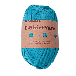 Deep Sky Blue Polyester Cloth Yarn, For Hand Knitting Thick Thread, Crochet Cloth Yarn, Deep Sky Blue, 20mm, about 32.81 Yards(30m)/Skein