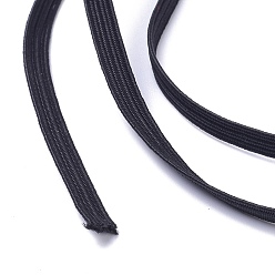 Negro (venta de liquidación defectuosa: carrete enmohecido), banda elástica plana, Rollo de cordón de correa elástica trenzada para coser, hacer manualidades y hacer máscaras, negro, 5x0.5 mm, sobre 170 yardas / rodillo