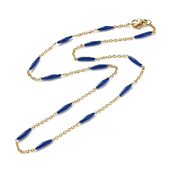 Синий Колье с цепочкой из эмалевых звеньев, с ионным покрытием (ip) 304 бордюрные цепи из нержавеющей стали для женщин, золотые, синие, 17.72 дюйм (45 см)