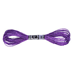 Dark Violet 12-Ply Metallic Polyester Embroidery Floss, Glitter Cross Stitch Threads for Craft Needlework Hand Embroidery, Friendship Bracelets Braided String, Dark Violet, 0.8mm, about 8m/skein