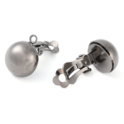 Черный Цвет Металла Латунная фурнитура для серег, для не проколотых ушей, металлический черный , 20x13 мм, отверстие : 3 мм