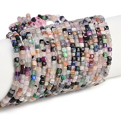 Смешанные камни Природных драгоценных камней смешанного бисер нитей, граненые, кубические, 3x3x3 мм, отверстие : 0.6 мм, около 148~152 шт / нитка, 15.35'' (39 см)