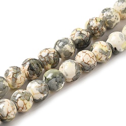 Silver Synthetic Turquoise Dyed Camouflage Beads Strands, Fuel Injection Effect, Round, Silver, 8mm, Hole: 1.2mm, about 51pcs/strand, 14.76''(37.5cm)