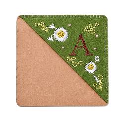 Letter A Embroidery Corner Bookmark Personalized Hand Embroidered Bookmark Flower Felt Triangle Corner Page Bookmark Four Season Bookmark for Book Reading Lovers Teachers, Letter.A, 95x95mm