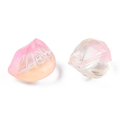 Pink Transparent Spray Painted Glass Beads, Two Tone, Dumplings, Pink, 10x13x9mm, Hole: 1.2mm