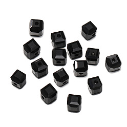 Black Transparent Acrylic Beads, Faceted Cube, Black, 8x8x8mm, Hole: 1.5mm, 50pcs/bag