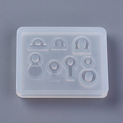 White Silicone Pendant Molds, Resin Casting Molds, For UV Resin, Epoxy Resin Jewelry Making, Mixed Shapes, White, 49.5x39.5x6mm, Hole: 2.2~6.3mm