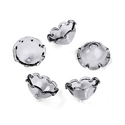 Светло-серый Конус из стеклянных бусин для изготовления колокольчиков, мульти-лепесток, цветок, светло-серый, 21~24.5x13 мм, отверстие : 2 мм