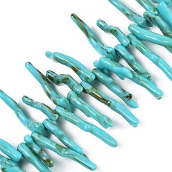 Темно-бирюзовый Нити бусин из непрозрачного акрила, имитирующие кораллы, самородки, темные бирюзовый, 27~47x12~18x5~6 мм, отверстие : 1.5 мм, около 100 шт / нитка, 22.24''~22.44'' (56.5~57 см)