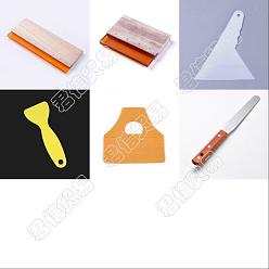 Mixed Color 6 Pcs 6 Styles Wearproof Silk Screen Printing Squeegees Blade, Wooden Handle Mayitr Ink Scraper Scratch Board Tools, Mixed Color, 1pc/style