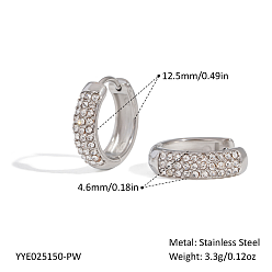 Серебро Крюк из нержавеющей стали серьги, с кубического циркония, серебряные, 12.5x4.6 мм