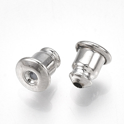 Real Platinum Plated Brass Ear Nuts, Earring Backs, with silicon, Real Platinum Plated, 6x5mm