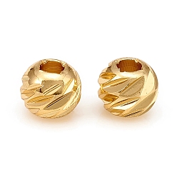 Golden Carved Brass Spacer Beads, Round, Golden, 5x4mm, Hole: 1.8mm