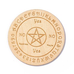 Star Wooden Carved Cup Mats, Heat Resistant Pot Mats, Tarot Theme Pendulum Board, for Home Kitchen, Flat Round with Pentagram, Star Pattern, 10x0.25cm