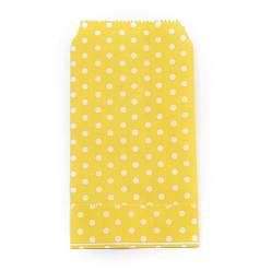Yellow Kraft Paper Bags, No Handles, Storage Bags, White Polka Dot Pattern, Wedding Party Birthday Gift Bag, Yellow, 15x8.3x0.02cm
