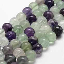 Fluorite Natural Fluorite Bead Strands, Round, Grade AB+, 8mm, Hole: 1mm, about 50pcs/strand, 14.9 inch~15.1 inch