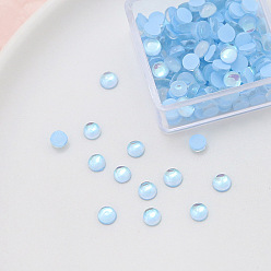 Light Sky Blue Transparent Resin Cabochons, Imitation Cat Eye, for Ghost Witch Baroque Pearl Making, Half Round, Light Sky Blue, 4x2mm