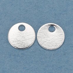 925 Sterling Silver Plated Brass Charms, Flat Round, 925 Sterling Silver Plated, 4x0.2mm, Hole: 0.9mm