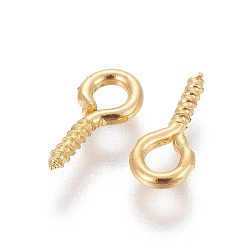 Golden Screw Eye Pin Peg Bails, For Half Drilled Beads, Iron, Upeye, Golden, about 10mm long, 5mm wide, 1.2mm thick, hole: 2.8mm