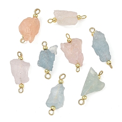Morganite Raw Rough Natural Morganite Connector Charm, Nuggets Links, 23~29x9~14x6.5~9.5mm, Hole: 1.8~2mm