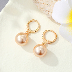 Pink European Jewelry: Matte Ball Fairy Earings with Pearl Pendant - Elegant and Unique