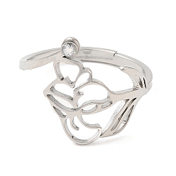 Нержавеющая Сталь Цвет 304 нержавеющая сталь с регулируемыми кольцами из циркония, Февральский цветок-ирис, цвет нержавеющей стали, 1.5~15 мм, внутренний диаметр: 16.8 мм