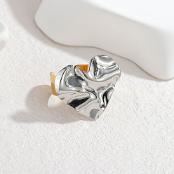 Сердце 304 открытые кольца манжеты из нержавеющей стали, золотые и нержавеющая сталь цвет, сердце, 18 мм