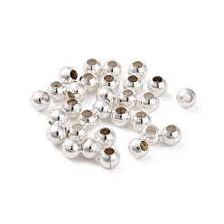 Серебро Тибетский стиль латунь проставка бисер, бесшовный, круглые, серебряные, 2.4 мм