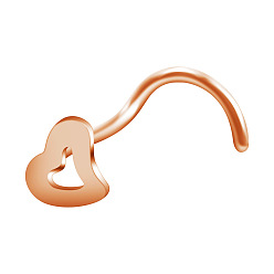 Розовое Золото 316l Хирургические кольца для носа из нержавеющей стали в форме сердца и рыбьего хвоста, розовое золото , 9x5 мм, штифты : 0.8 мм