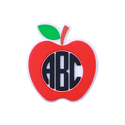 Apple Butterfly Shape Food Grade Eco-Friendly Silicone Focal Beads, Apple, 30x24mm