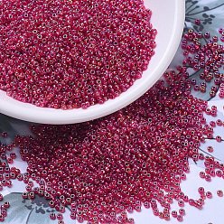 (RR1010) Огненно-красный AB с Серебряной Подкладкой Миюки круглые бусины рокайль, японский бисер, 11/0, (rr 1010) серебристо-огненно-красный, 11/0, 2x1.3 мм, отверстие : 0.8 мм, Около 1111 шт / 10 г