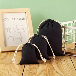 Черный Мешочки для упаковки ткани, шнурок сумки, чёрные, 9x7 см