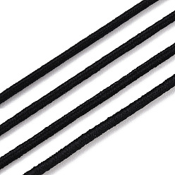 Black Round Polyester Elastic Cord, Adjustable Elastic Cord, with Spool, Black, 1mm, about 49.21 Yards(45m)/Roll