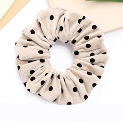 Белый Ткань ленты для волос, резинки для волос для женщин девочек, olka точечный узор, белые, 130 мм