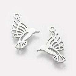Stainless Steel Color 201 Stainless Steel Pendants, Hummingbird, Stainless Steel Color, 18.5x13x1mm, Hole: 1.5mm