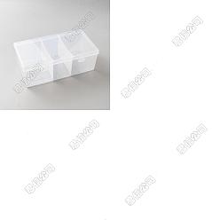 Прозрачный 4шт. прямоугольные 3 сетчатые пластиковые контейнеры для хранения бусин с откидной крышкой, регулируемые делители коробки, прозрачные, 19.8x11x7.4 см, Внутренний диаметр: 19x9.5 cm