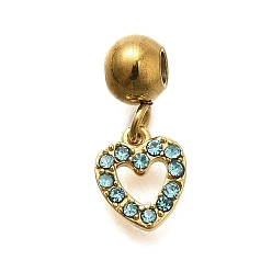 Светло-Голубой 304 из нержавеющей стали амулеты горный хрусталь, ионное покрытие (ip), сердце прелести, Небесно-голубой, 7x6.5x1.5 мм, отверстие : 0.8 мм