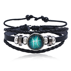 Pisces Zodiac Constellation Couples Leather Bracelet - DIY Multilayer Braided Night Sky Starry Handmade Jewelry