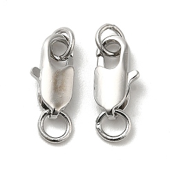 Real Platinum Plated Brass Lobster Claw Clasps, with Jump Rings, Real Platinum Plated, 10.5x5x2.5mm, Hole: 2.5mm