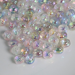 Mixed Color UV Plating Rainbow Iridescent Acrylic Beads, Hammered, Oval, Mixed Color, 11x10mm