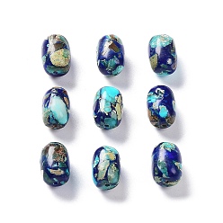 Blue Natural Imperial Jasper Beads, Dyed, Rice, Blue, 14.5x10mm, Hole: 1.4mm
