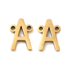 Letter A Ion Plating(IP) 304 Stainless Steel Connector Charms, Letter, Letter A, 10x7x1.5mm, Hole: 1.2mm
